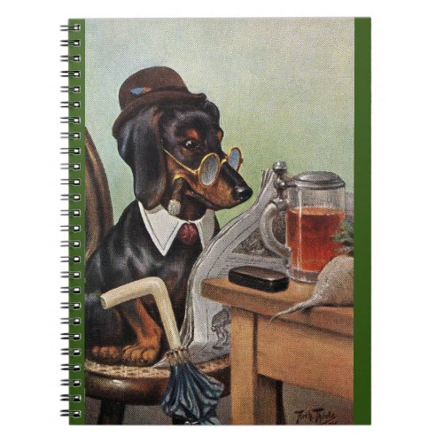 Arthur Thiele Dachshund Reading Spiral Notebook