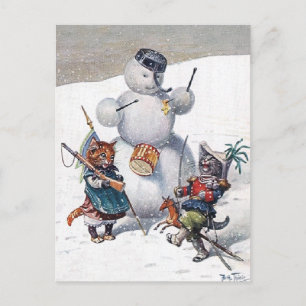 Arthur Thiele - Kittens and the Snowman Postcard