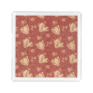 Arthur Wilcock The Lily Vintage Floral Red Pattern Acrylic Tray