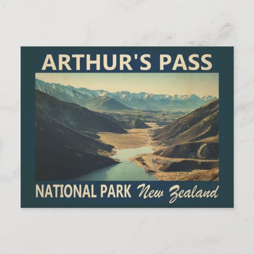 Arthurs Pass National Park New Zealand Vintage Postcard