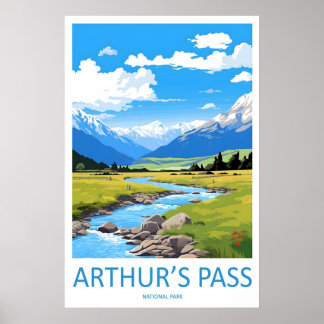 Arthurs Pass Travel National Ski Vintage Poster