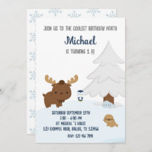 Artic Animals, Winter Animals Birthday Invitation