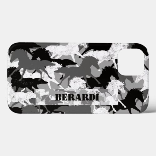 Artic Black and White Camouflage Horse Camo iPhone 13 Case