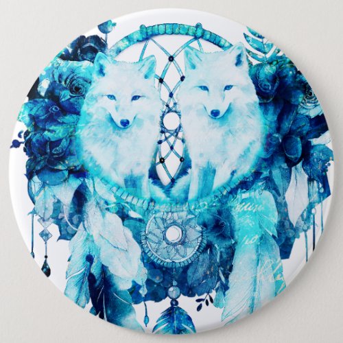 Artic Fox Dreamcatcher Ice Blue Floral Button