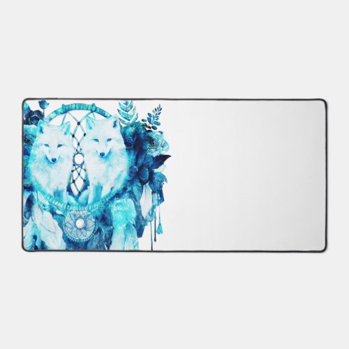 Artic Fox Dreamcatcher Ice Blue Floral Desk Mat