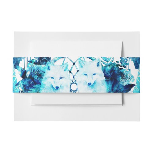 Artic Fox Dreamcatcher Ice Blue Floral Invitation Belly Band