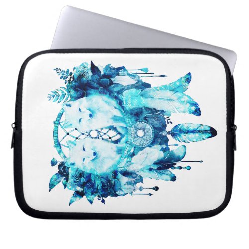 Artic Fox Dreamcatcher Ice Blue Floral Laptop Sleeve