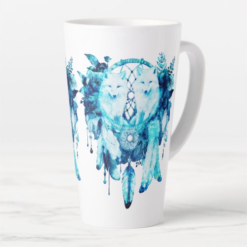 Artic Fox Dreamcatcher Ice Blue Floral Latte Mug
