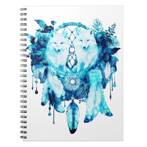 Artic Fox Dreamcatcher Ice Blue Floral Notebook