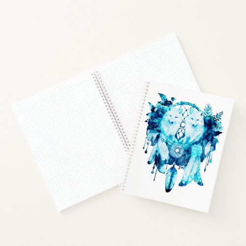 Artic Fox Dreamcatcher Ice Blue Floral Notebook
