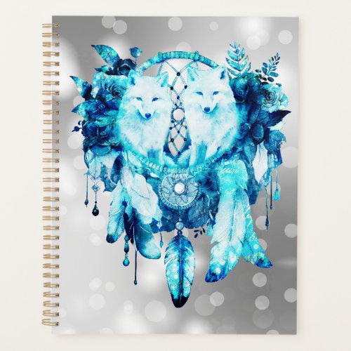 Artic Fox Dreamcatcher Ice Blue Floral Planner