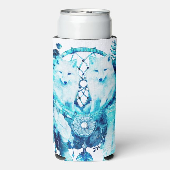 Artic Fox Dreamcatcher Ice Blue Floral Seltzer Can Cooler (Seltzer Back)