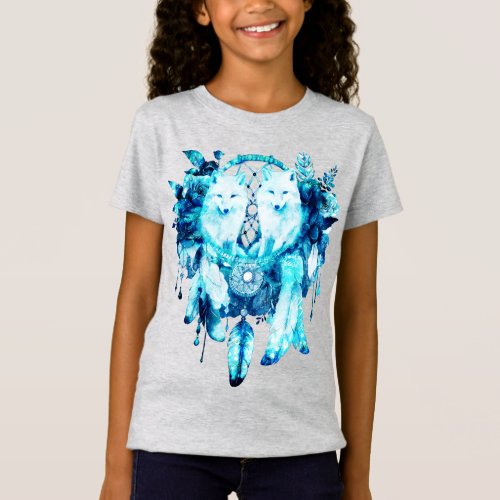 Artic Fox Dreamcatcher Ice Blue Floral T_Shirt