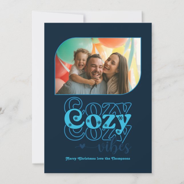 Artic Groove Cozy Vibes Only Christmas Photo Holiday Card (Front)