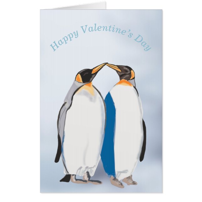 Artic King Penguin Editable Valentine’s Card (Front)