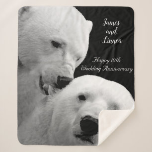 Artic Polar Bear Couple Love Tenderness Passion Sherpa Blanket
