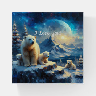 Artic Polar Bear Family Paper Weight