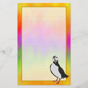 Artic Puffin Colorful Aurora Fine Lined Stationery