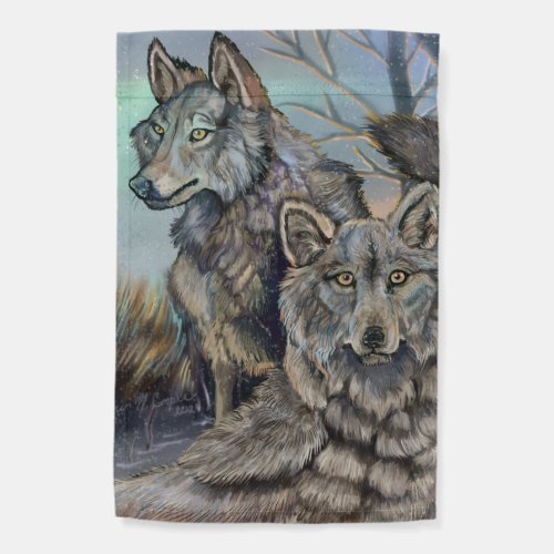 Artic Wolves Wintery  Garden Flag