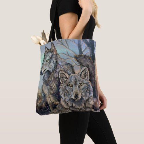 Artic Wolves Wintery  Tote Bag