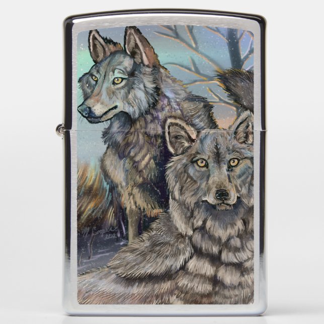Artic Wolves Wintery Zippo Lighter (Front)