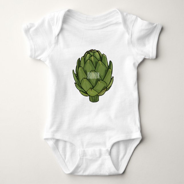 Artichoke cartoon illustration  baby bodysuit (Front)