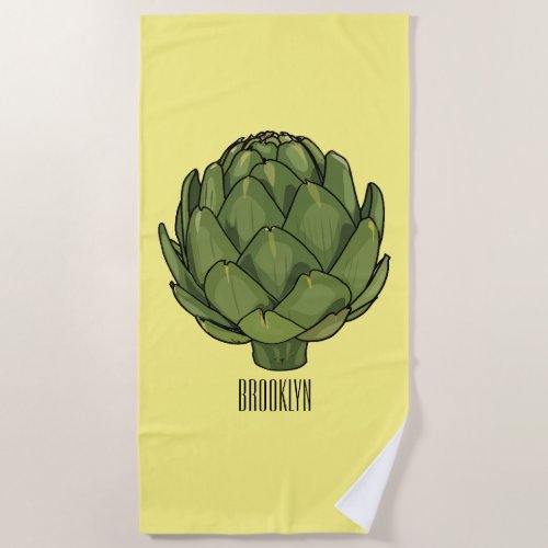 Artichoke cartoon illustration  beach towel