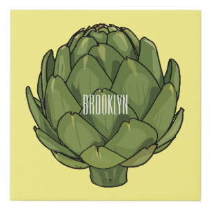 Artichoke cartoon illustration faux canvas print