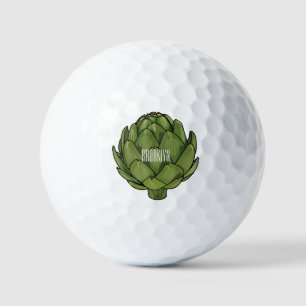 Artichoke cartoon illustration golf balls