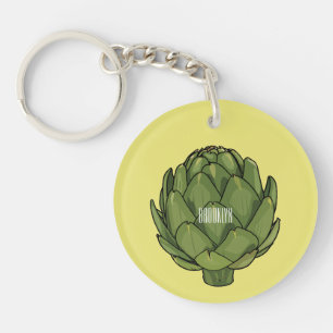 Artichoke cartoon illustration keychain