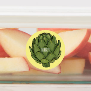 Artichoke cartoon illustration labels