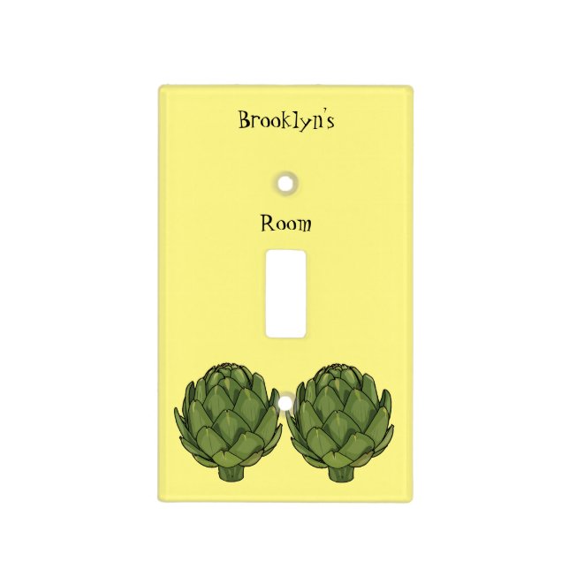 Artichoke cartoon illustration light switch cover (Front)
