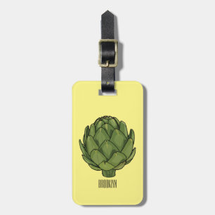 Artichoke cartoon illustration luggage tag