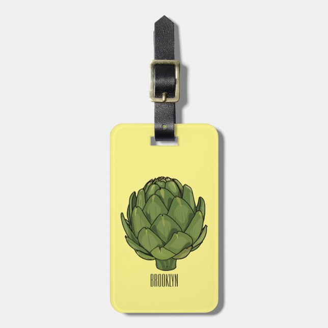 Artichoke cartoon illustration luggage tag (Front Vertical)