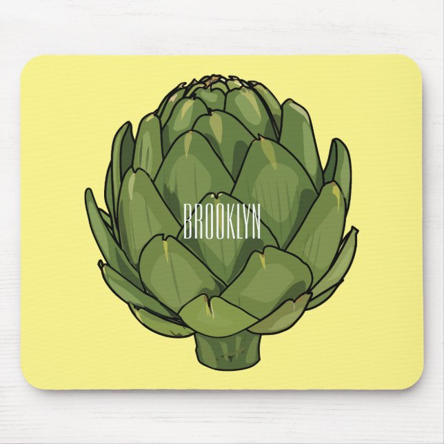 Artichoke cartoon illustration  mouse pad (Front)