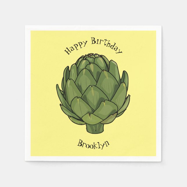 Artichoke cartoon illustration napkins (Front)