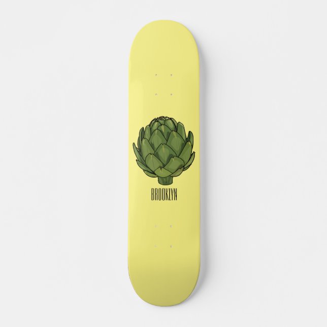 Artichoke cartoon illustration  skateboard (Front)