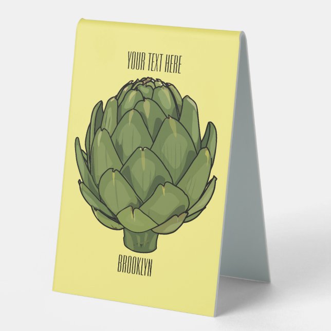 Artichoke cartoon illustration  table tent (Front)