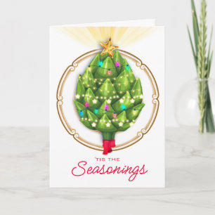 Artichoke Christmas light chef catering restaurant Holiday Card