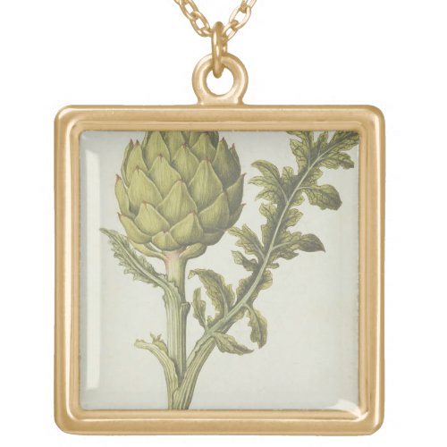 Artichoke Cynara scolymus c1568 Gold Plated Necklace