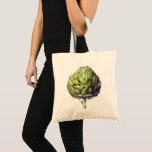 Artichoke in vintage botanical style tote bag