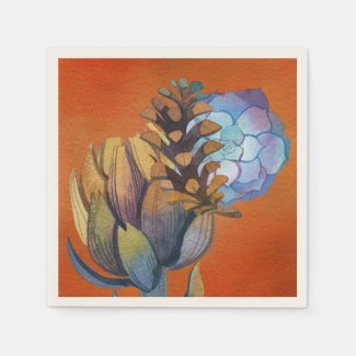 Artichoke, Pine Cone, Succulent Fall Napkin