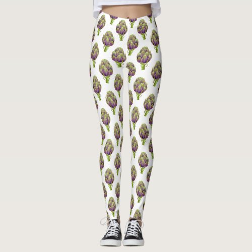 Artichoke Purple Pattern Leggings