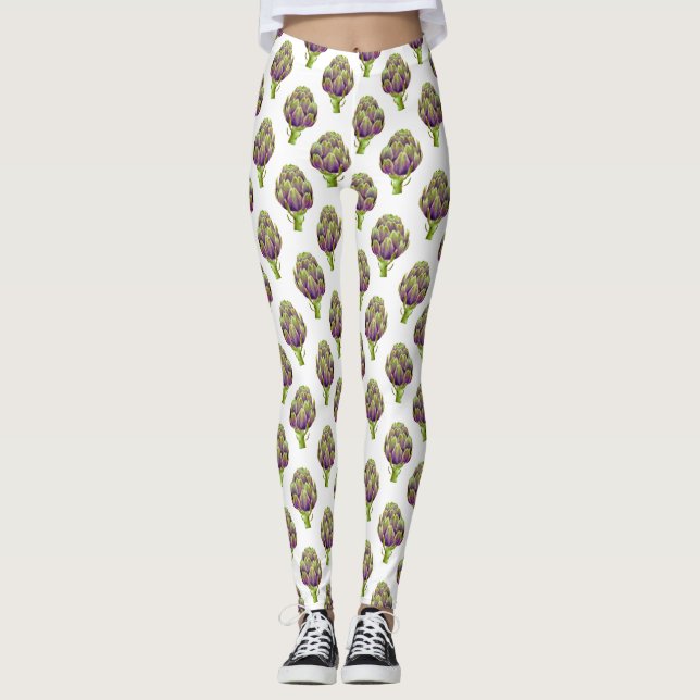 Artichoke Purple Pattern Leggings (Front)