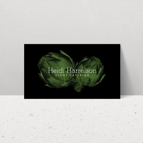 Artichoke Screen Print Catering GreenBlack Business Card