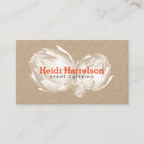 Artichoke Screen Print Catering Kraft Business Card