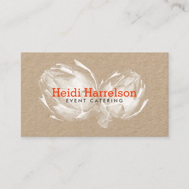 Artichoke Screen Print Catering Kraft Business Card (Front)