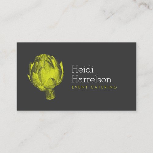 Artichoke Screen Print Catering Logo GreenGray Business Card