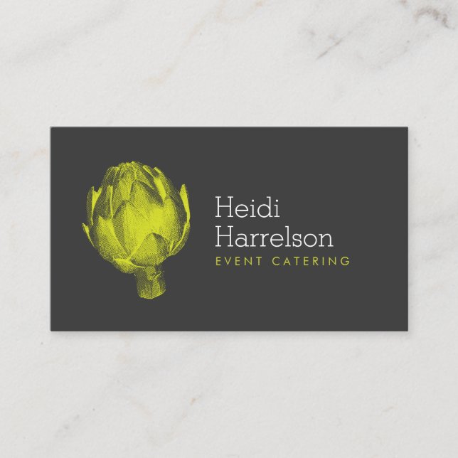 Artichoke Screen Print Catering Logo Green/Gray Business Card (Front)