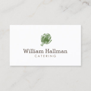 Artichoke Screen Print Catering Logo Green/White Business Card
